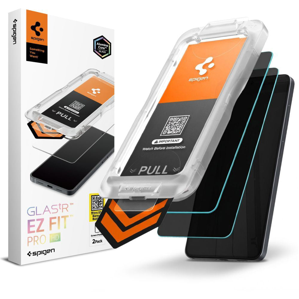 Folie de protectie Ecran Privacy Spigen GlastR EZ FIT Pro HD pentru Samsung Galaxy S26 Plus S947, Sticla Securizata, Full Glue, Set 2 bucati AGL11085