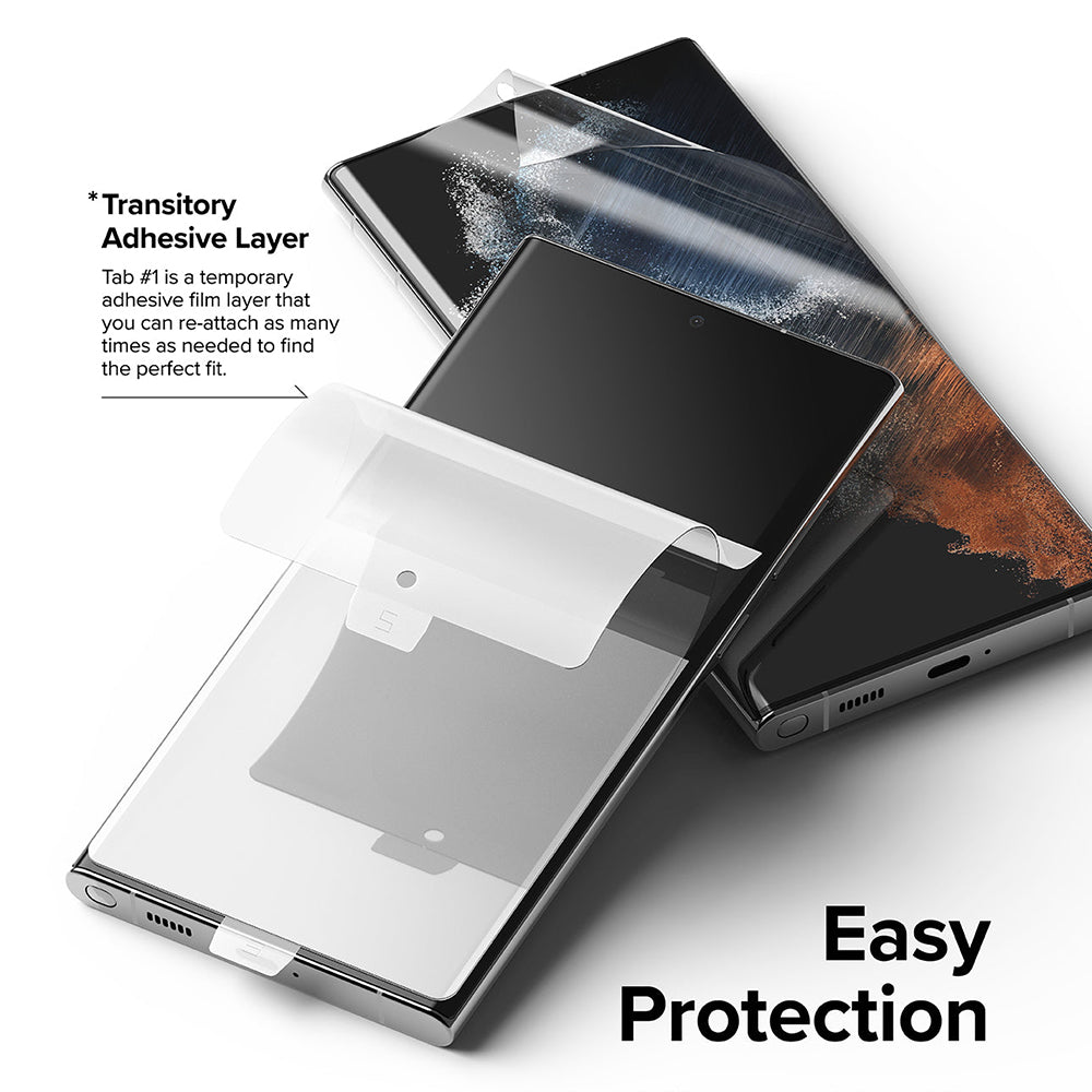 Folie de protectie Ecran Ringke Dual Easy pentru Samsung Galaxy S22 Ultra 5G S908, Plastic, Set 2 bucati