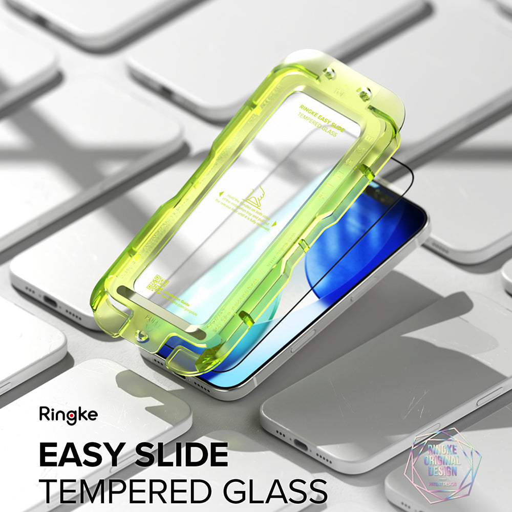 Folie de protectie Ecran Ringke Easy Slide pentru Apple iPhone 18 Pro / 17 Pro, Sticla Securizata, Full Glue, Set 2 bucati