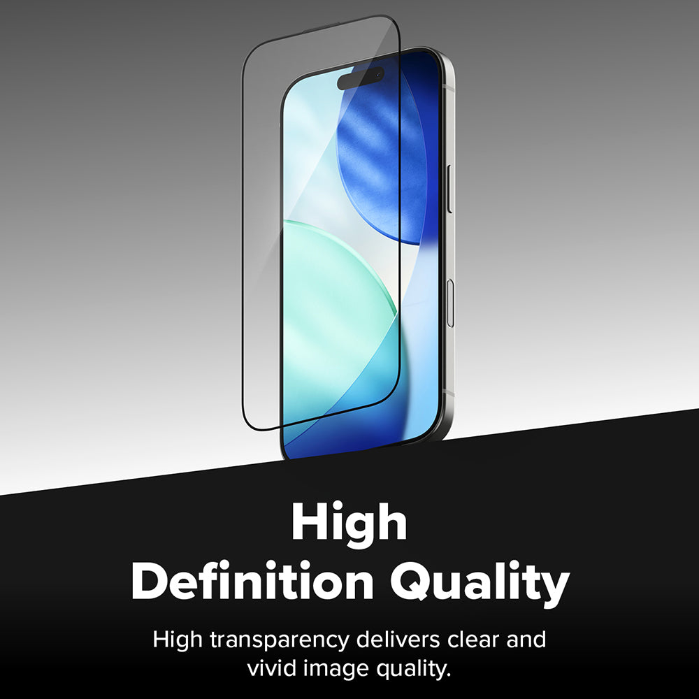 Folie de protectie Ecran Ringke Easy Slide pentru Apple iPhone 18 Pro / 17 Pro, Sticla Securizata, Full Glue, Set 2 bucati
