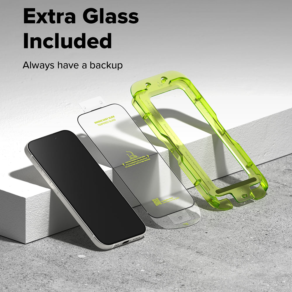 Folie de protectie Ecran Ringke Easy Slide pentru Apple iPhone 18 Pro / 17 Pro, Sticla Securizata, Full Glue, Set 2 bucati