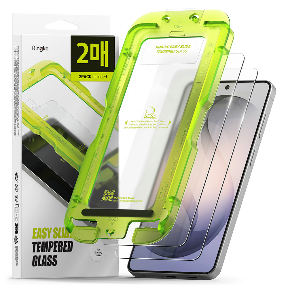 Folie de protectie Ecran Ringke Easy Slide pentru Samsung Galaxy S26 S942, Sticla Securizata, Full Glue, Set 2 bucati