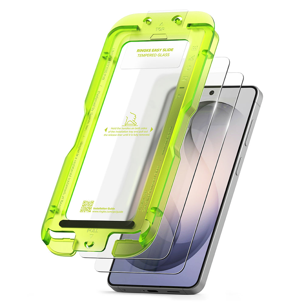 Folie de protectie Ecran Ringke Easy Slide pentru Samsung Galaxy S26 S942, Sticla Securizata, Full Glue, Set 2 bucati