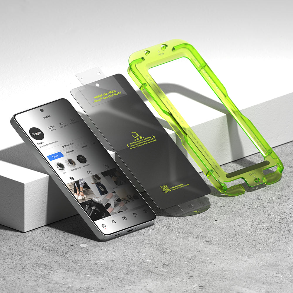 Folie de protectie Ecran Ringke Easy Slide pentru Samsung Galaxy S26 Ultra S948, Sticla Securizata, Full Glue, Set 2 bucati, Neagra