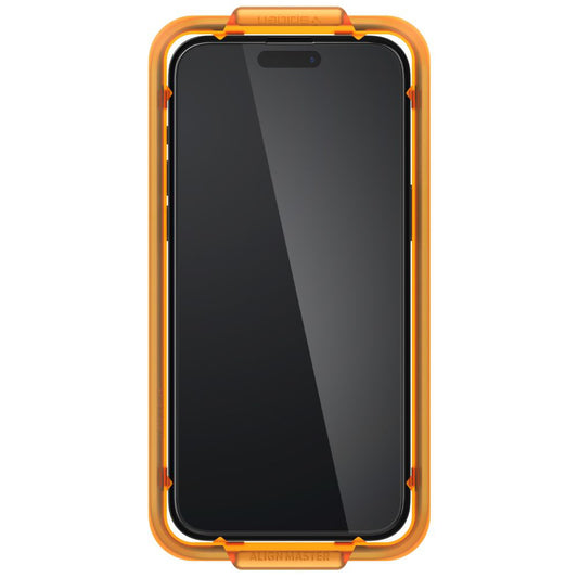 Folie de protectie Ecran Spigen GlastR Align Master pentru Apple iPhone 15 Plus, Sticla Securizata, Full Glue, Set 2 bucati, Neagra AGL06886