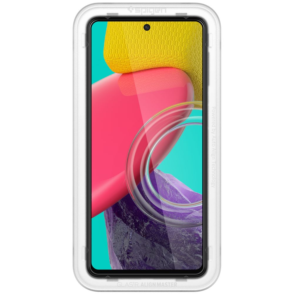 Folie de protectie Ecran Spigen GlastR Align Master pentru Samsung Galaxy M53 M536, Sticla Securizata, Full Glue, Neagra