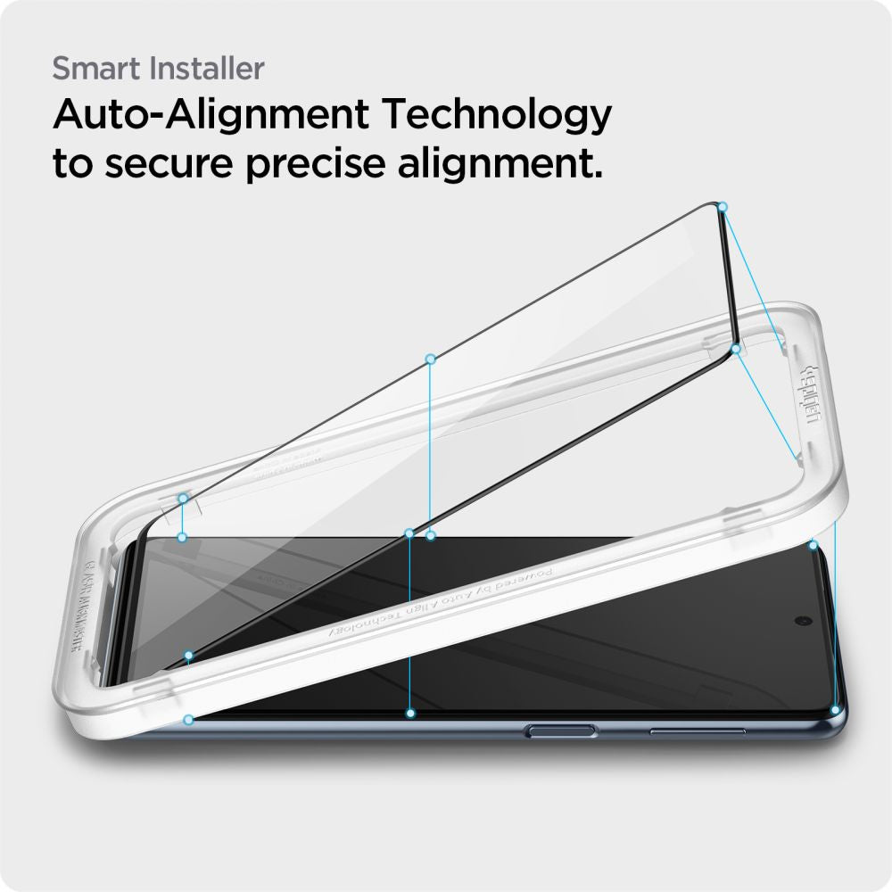 Folie de protectie Ecran Spigen GlastR Align Master pentru Samsung Galaxy M53 M536, Sticla Securizata, Full Glue, Neagra