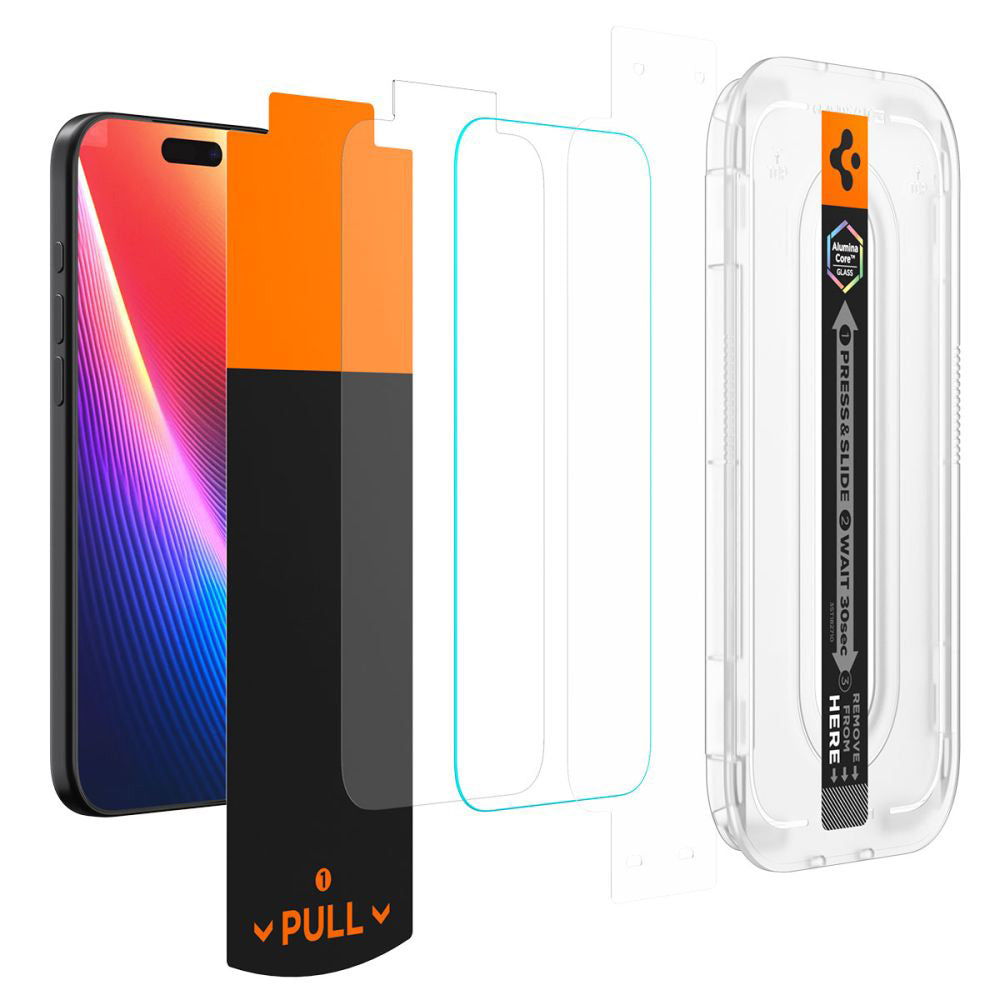 Folie de protectie Ecran Spigen GlastR EZ FIT Pro pentru Apple iPhone 17 Pro / 17 / 16 Pro, Sticla Securizata, Full Glue