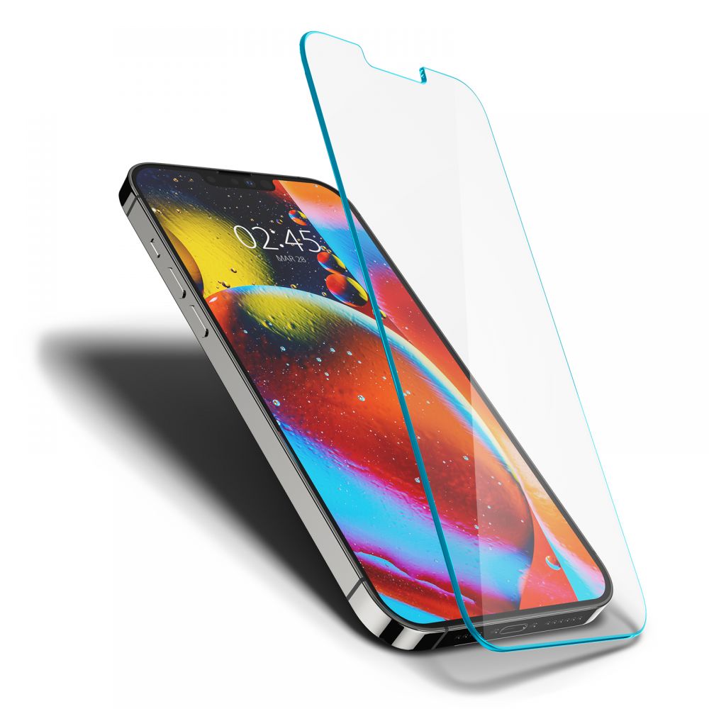 Folie de protectie Ecran Spigen GlastR Slim pentru Apple iPhone 14 Plus / 13 Pro Max, Sticla Securizata, Full Glue AGL03382