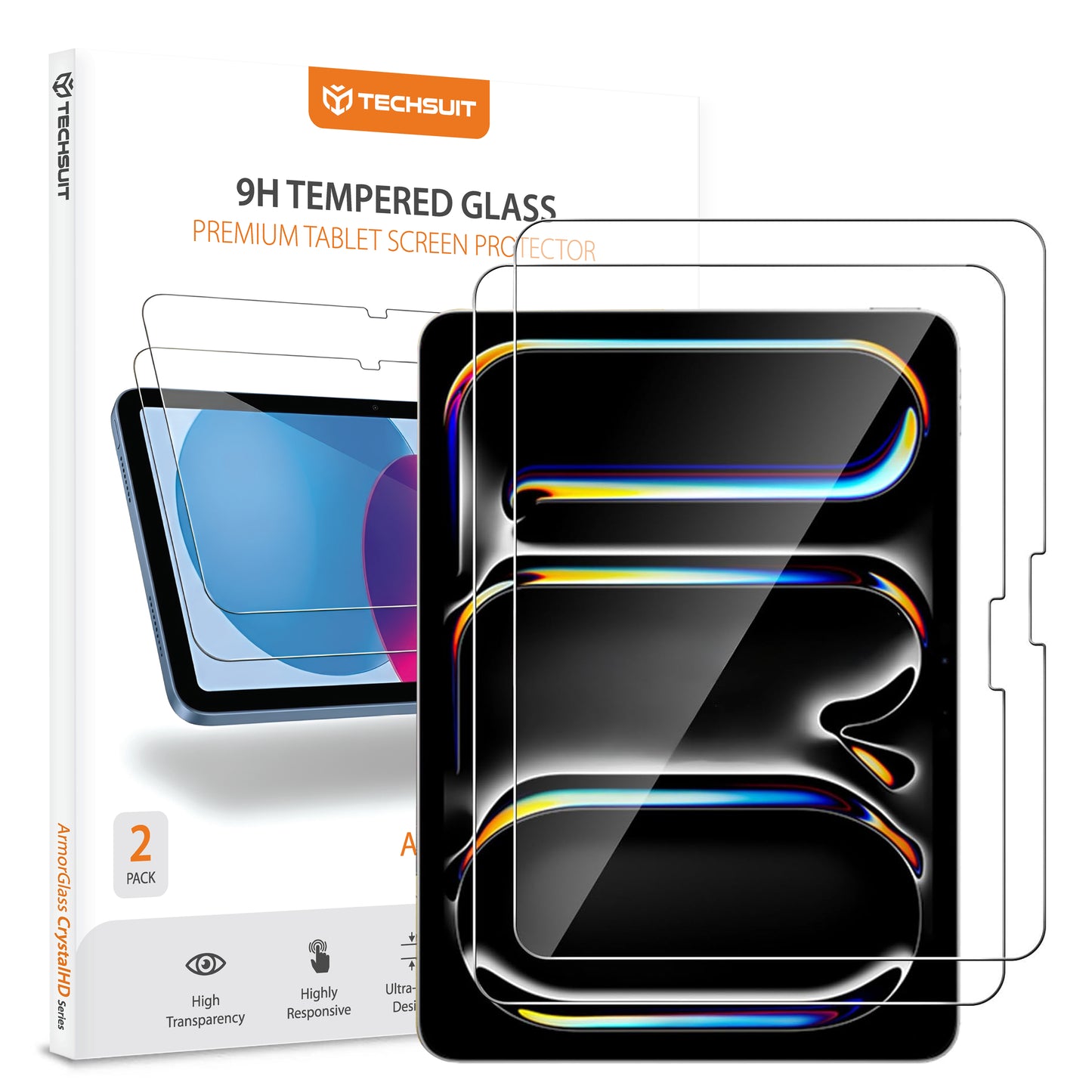 Folie de protectie Ecran Techsuit ArmorGlass CrystalHD pentru Apple iPad Air 13 (2025), Sticla Securizata, Full Glue, Set 2 bucati