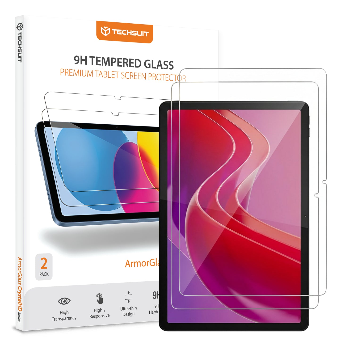 Folie de protectie Ecran Techsuit ArmorGlass CrystalHD pentru Lenovo Tab M11, Sticla Securizata, Full Glue, Set 2 bucati
