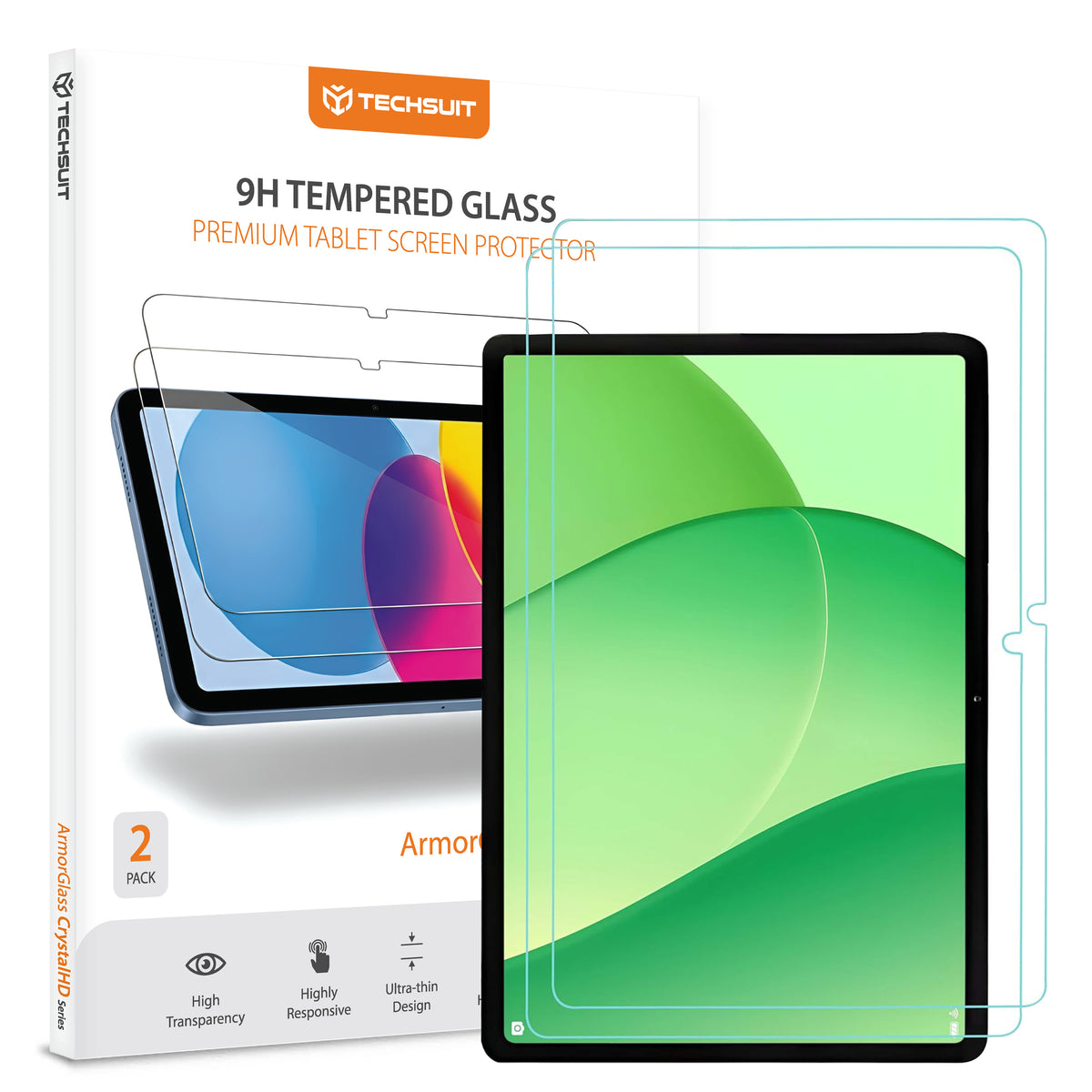 Folie de protectie Ecran Techsuit ArmorGlass CrystalHD pentru OnePlus Pad Lite / Oppo Pad SE, Sticla Securizata, Full Glue, Set 2 bucati