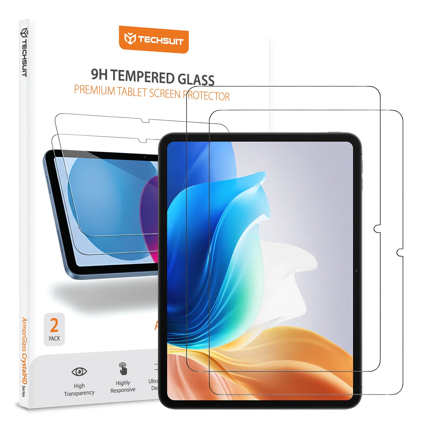 Folie de protectie Ecran Techsuit ArmorGlass CrystalHD pentru Oppo Pad Air2 / Pad Neo / OnePlus Pad Go, Sticla Securizata, Full Glue, Set 2 bucati