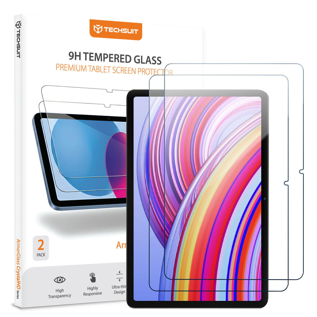 Folie de protectie Ecran Techsuit ArmorGlass CrystalHD pentru Xiaomi Redmi Pad Pro / Pad Pro 5G / Poco Pad, Sticla Securizata, Full Glue, Set 2 bucati