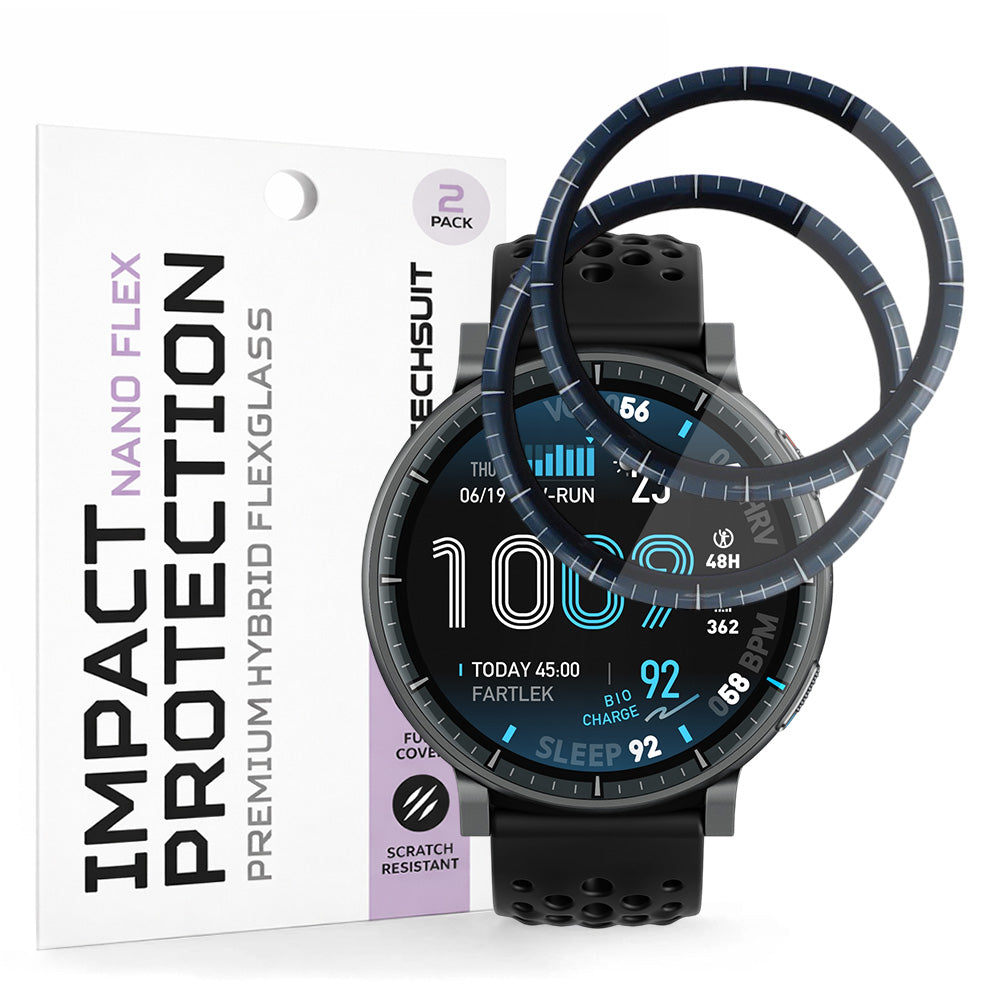 Folie de protectie Ecran Techsuit Nano Flex pentru Amazfit Active Max, Plastic, Set 2 bucati, Neagra