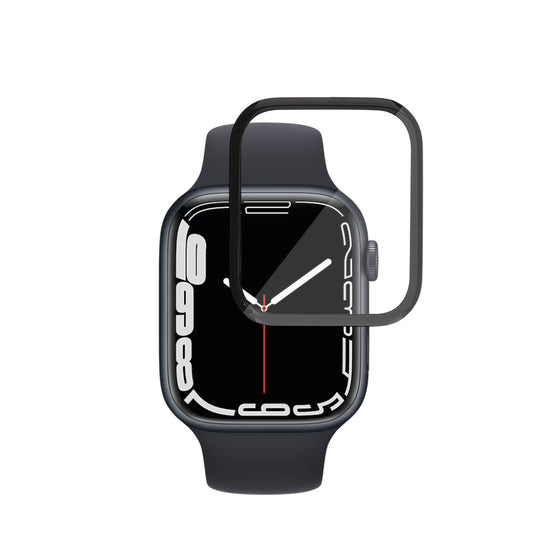 Folie de protectie Ecran Techsuit Nano Flex pentru Apple Watch Series 9 / 8 / 7 45mm, Plastic, Set 2 bucati, Neagra