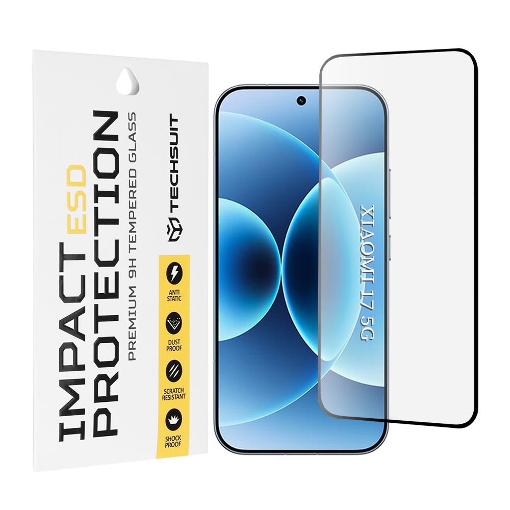 Folie de protectie Ecran Techsuit pentru Xiaomi 17, Sticla Securizata, Full Glue, Neagra