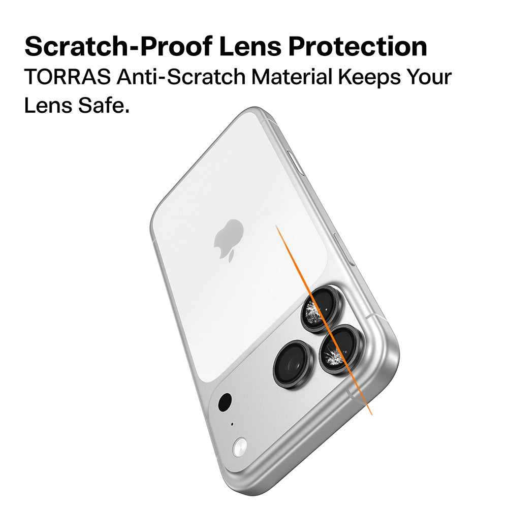 Folie de protectie Camera Spate Torras Lensguard pentru Apple iPhone 17 Pro Max / 17 Pro, Sticla Securizata, Argintie