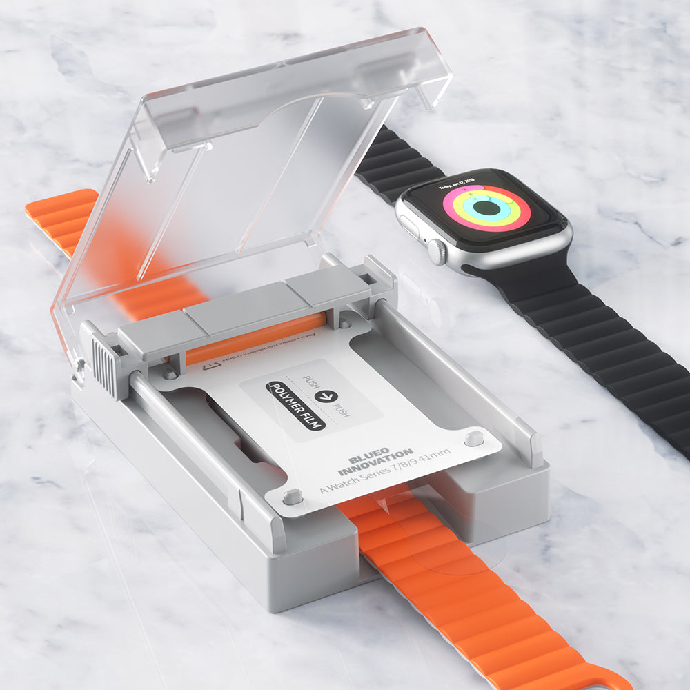 Folie Protectie Blueo High Molecule pentru Apple Watch Series 10 42mm, Sticla Securizata, Neagra