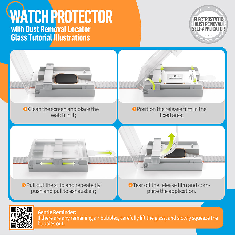 Folie Protectie Blueo High Molecule pentru Apple Watch Series 10 42mm, Sticla Securizata, Neagra