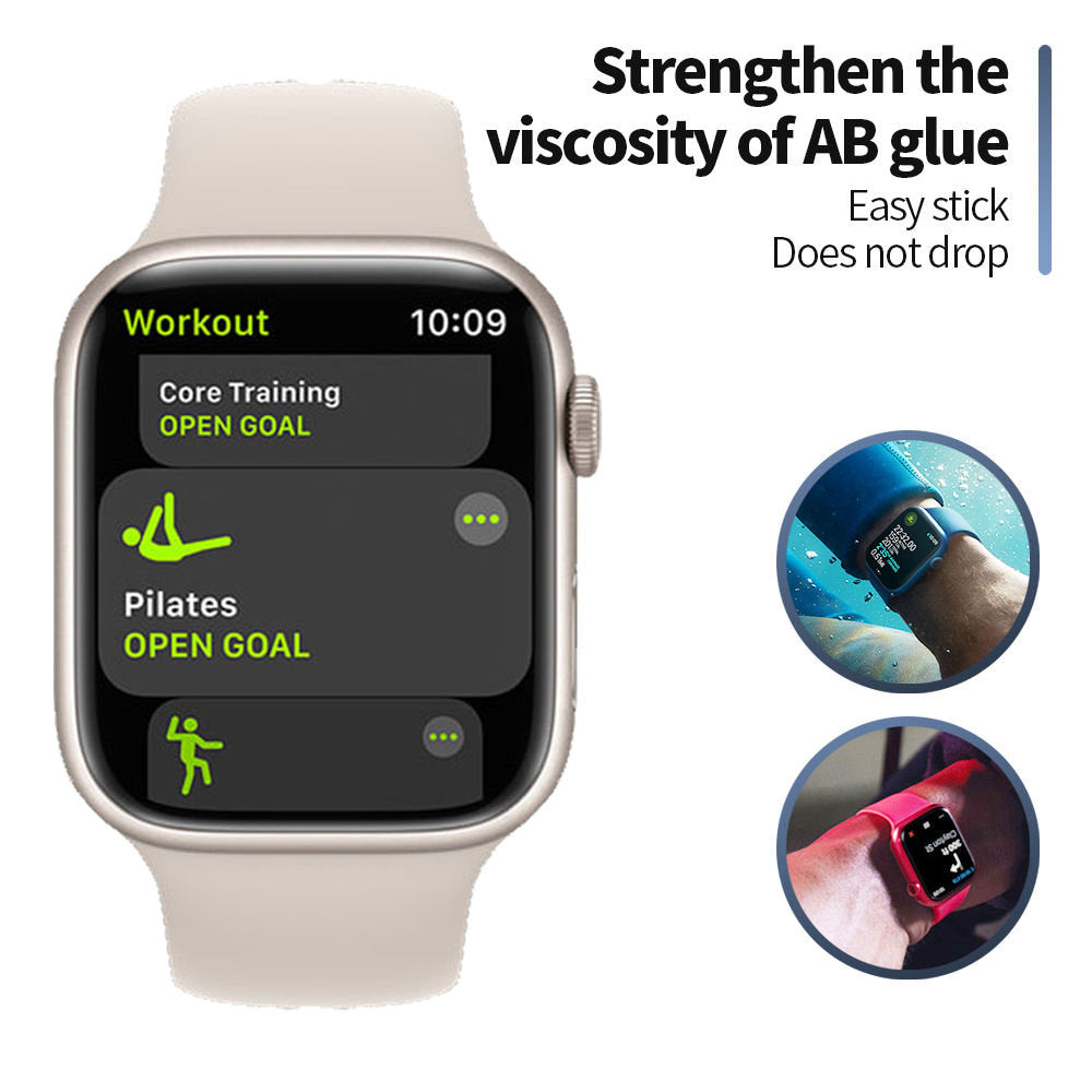 Folie Protectie Blueo High Molecule pentru Apple Watch 8 / 7 41mm Series, Sticla Securizata, Neagra