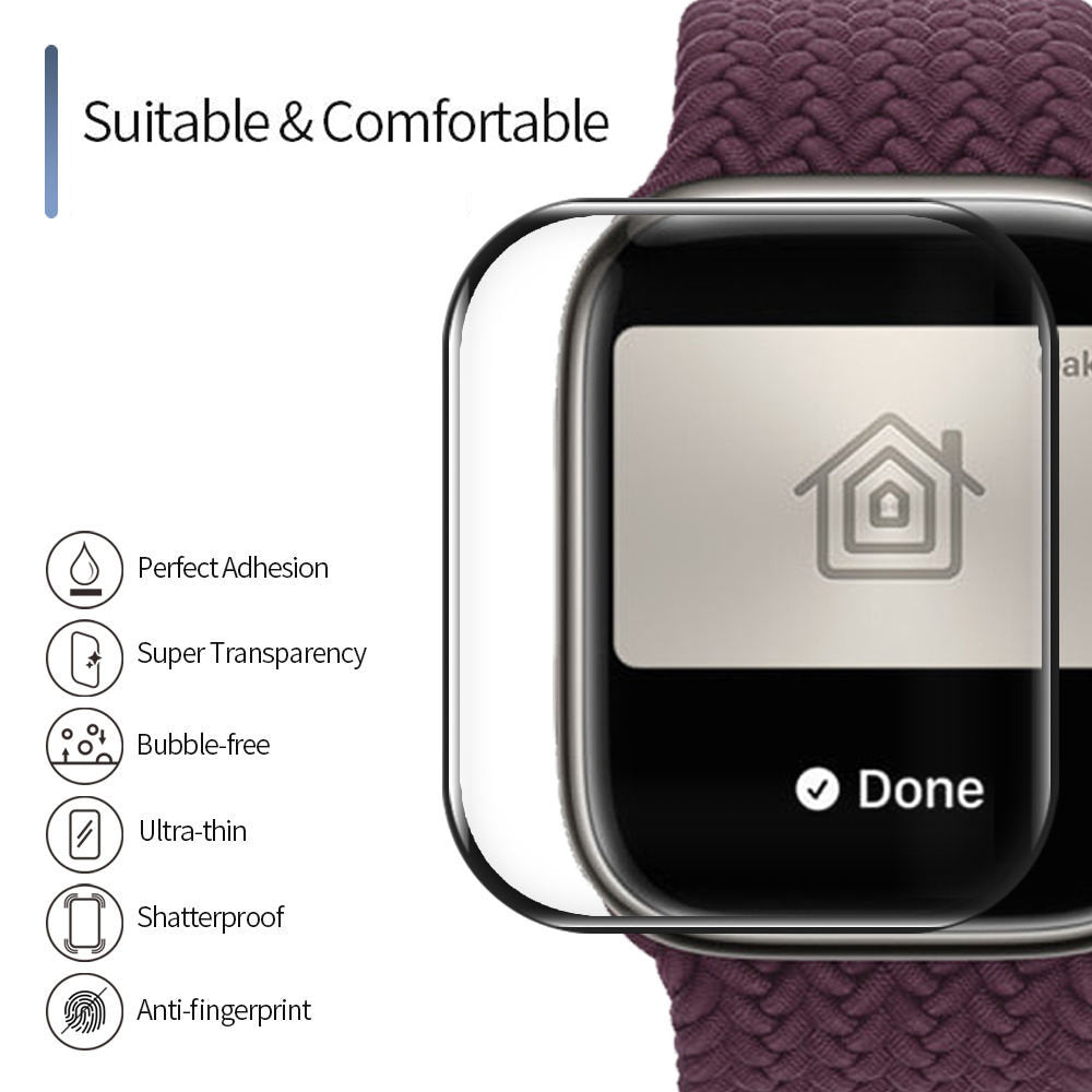 Folie Protectie Blueo High Molecule pentru Apple Watch 8 / 7 45mm Series, Sticla Securizata, Neagra