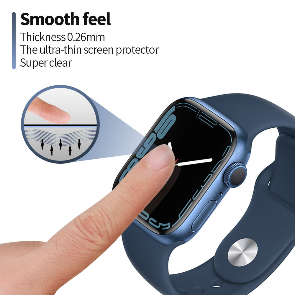 Folie Protectie Blueo High Molecule pentru Apple Watch 8 / 7 45mm Series, Sticla Securizata, Neagra
