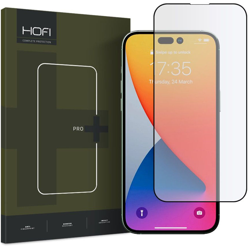 Folie de protectie Ecran HOFI pentru Apple iPhone 14 Pro Max, Sticla Securizata, Full Glue, Neagra