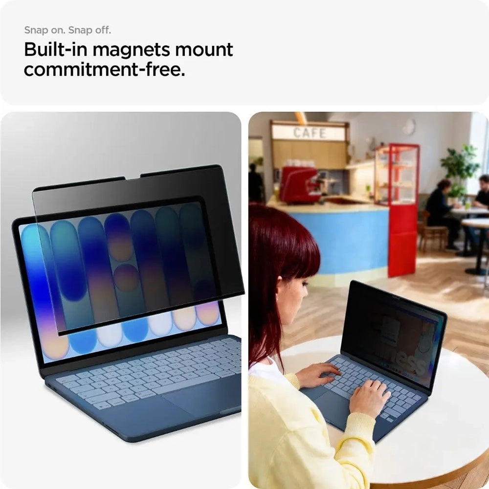 Folie Protectie Ecran Privacy Spigen Safe View Magnetic pentru Apple MacBook Neo 13inch, Plastic AFL11670