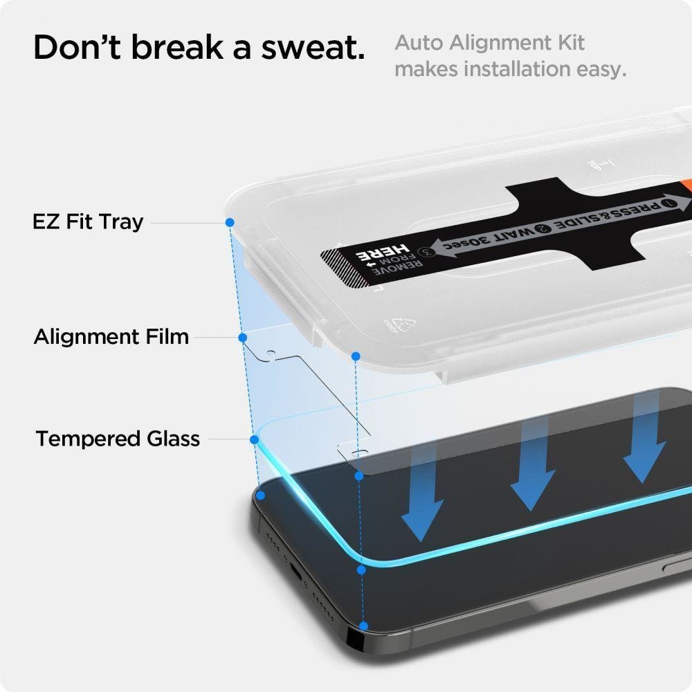 Folie de protectie Ecran Spigen GlastR EZ FIT HD pentru Apple iPhone 17e / 16e / 14 / 13 Pro, Sticla Securizata, Full Glue AGL03724