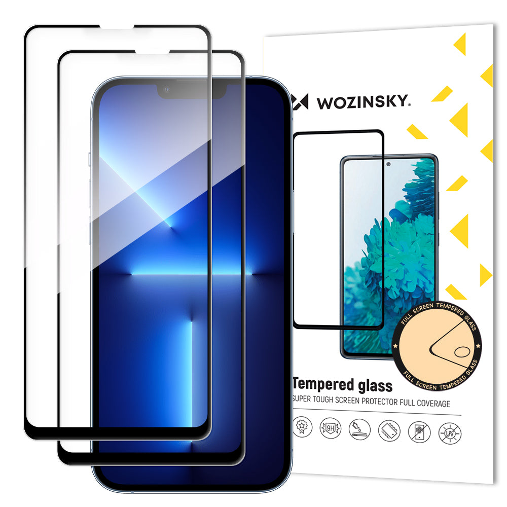 WZK Panzerglas für Apple iPhone 13 Pro Max | 2er Set | Full Glue | Schwarz | 9H