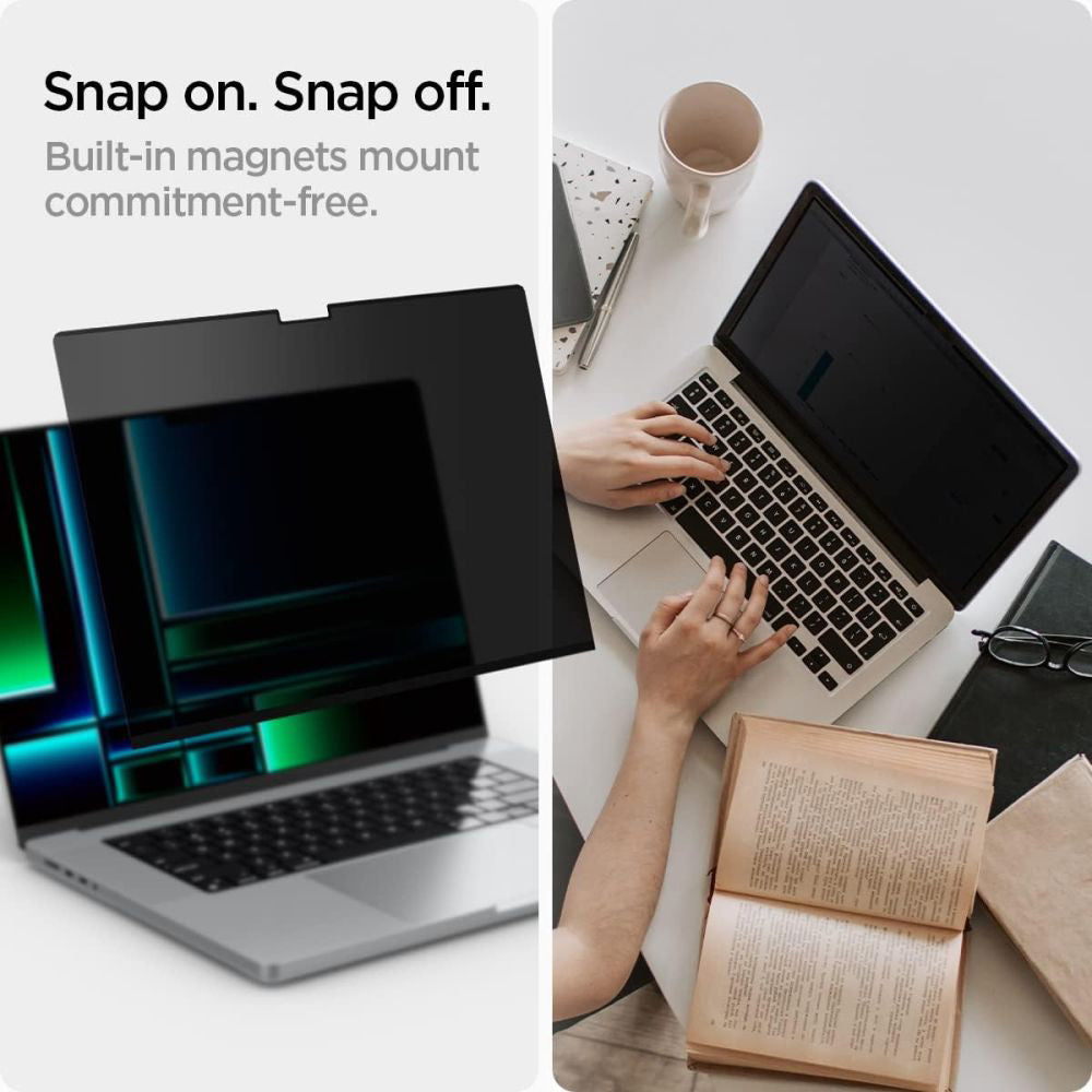 Folie Protectie Ecran Privacy Spigen Safe View Magnetic pentru Apple MacBook Pro 14inch (2026) / (2025) / (2024) / (2023) / (2022) / (2021), Plastic AFL06158