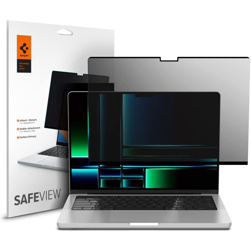 Folie Protectie Ecran Privacy Spigen Safe View Magnetic pentru Apple MacBook Pro 14inch (2026) / (2025) / (2024) / (2023) / (2022) / (2021), Plastic AFL06158