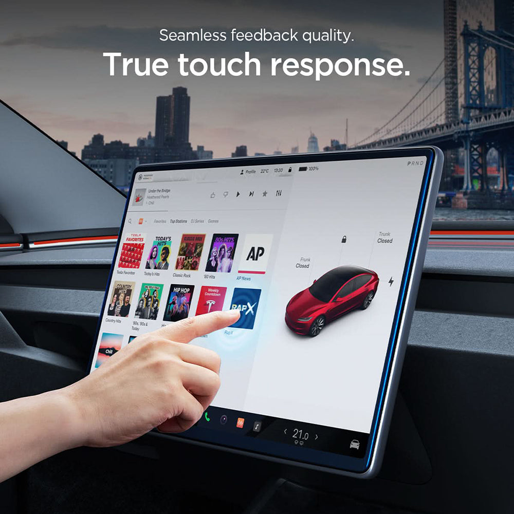 Folie Protectie Spigen GlastR EZ FIT pentru Navigatie Tesla Y (2026 / 2025) / 3 (2026 / 2025 / 2024), Sticla Securizata AGL10654