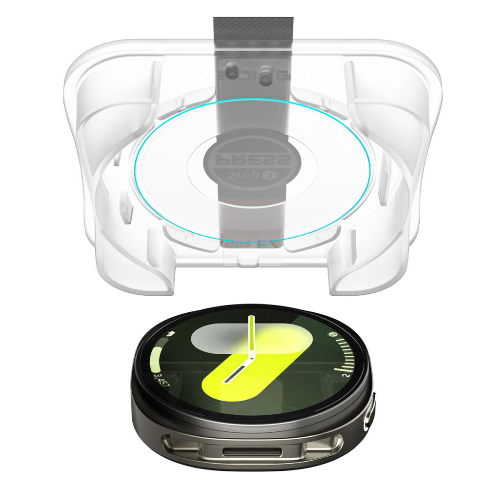 Folie Protectie Spigen GlastR EZ FIT pentru Samsung Galaxy Watch8 44mm, Set 2 bucati, Sticla Securizata AGL09874