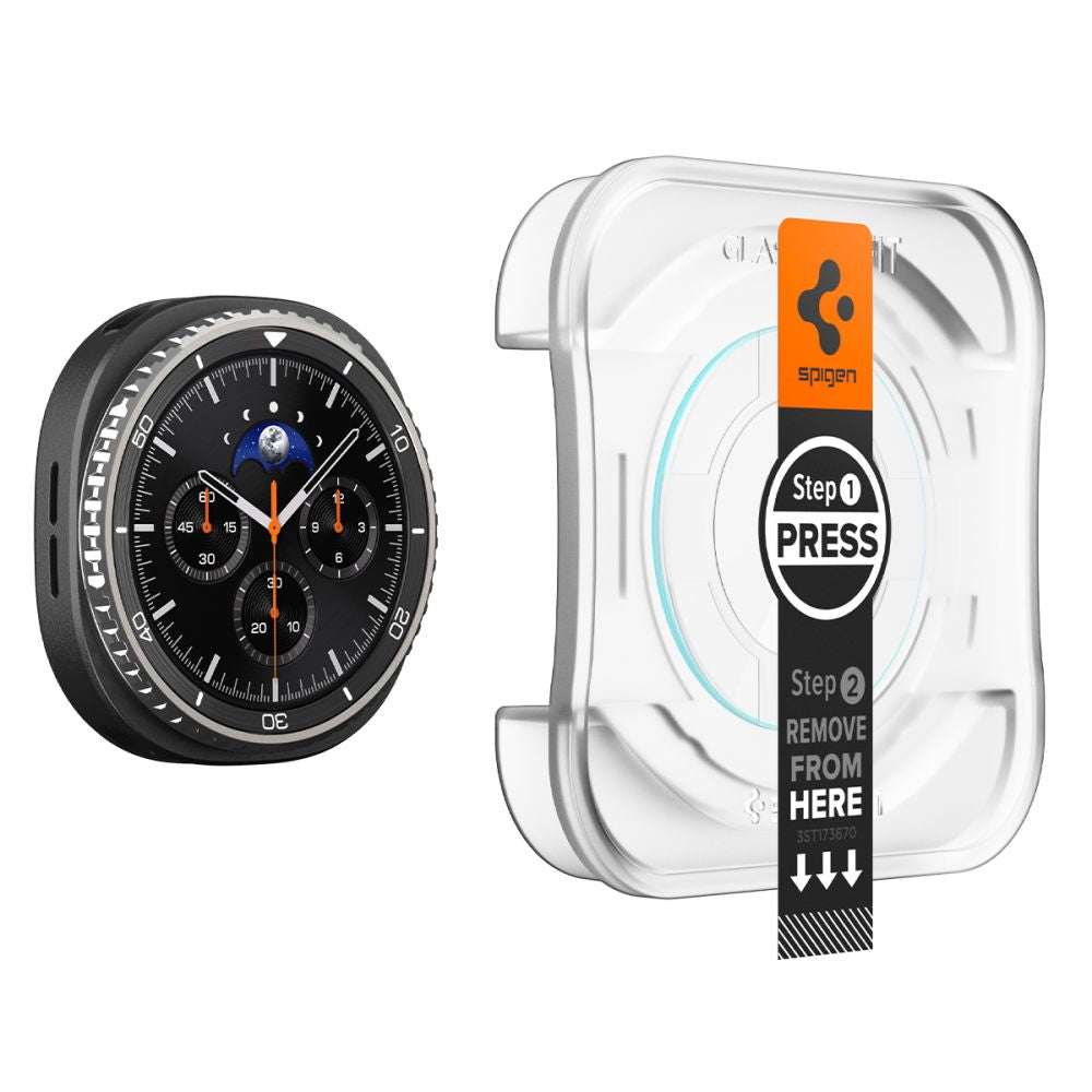 Folie Protectie Spigen GlastR EZ FIT pentru Samsung Galaxy Watch8 Classic, Set 2 bucati, Sticla Securizata AGL09877