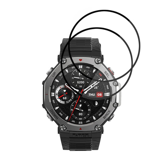 Folie Protectie Techsuit Nano Flex pentru Amazfit T-Rex 3, Set 2 bucati, Plastic, Neagra