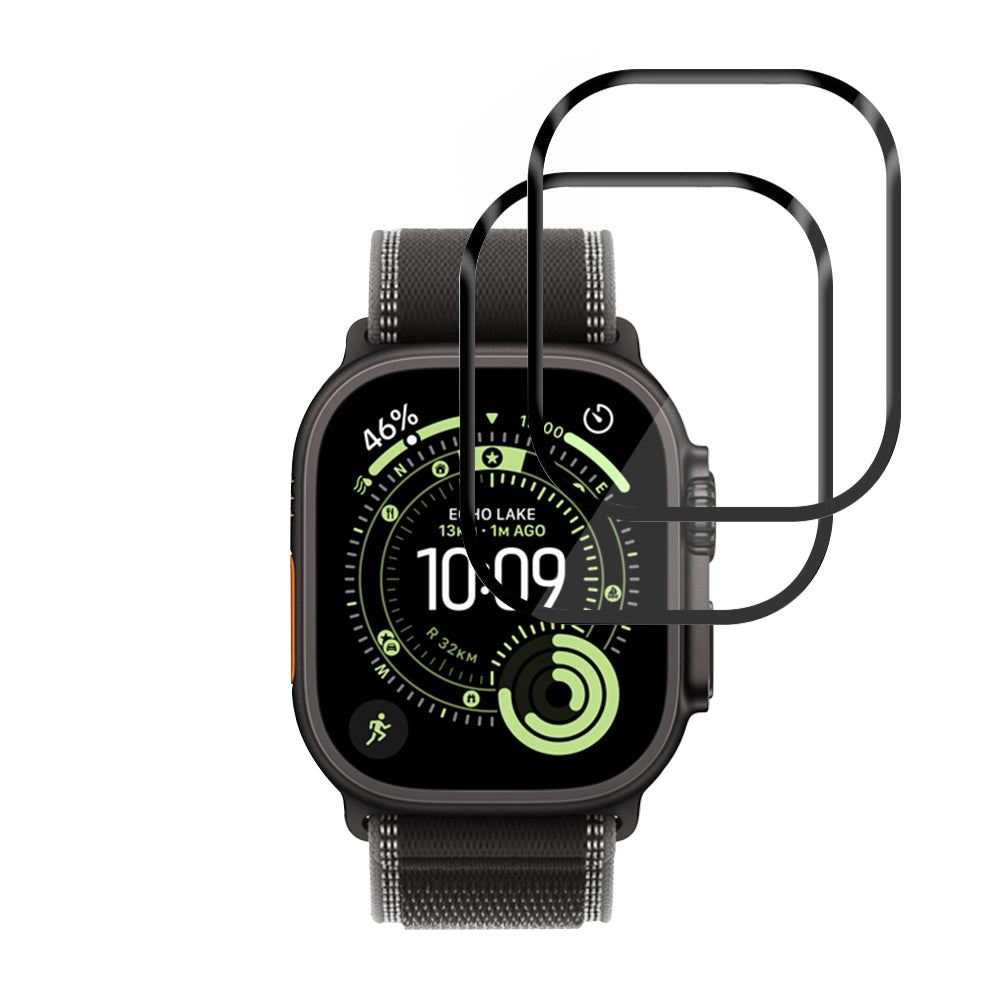 Folie Protectie Techsuit Nano Flex pentru Apple Watch Ultra Series, Set 2 bucati, Plastic, Neagra