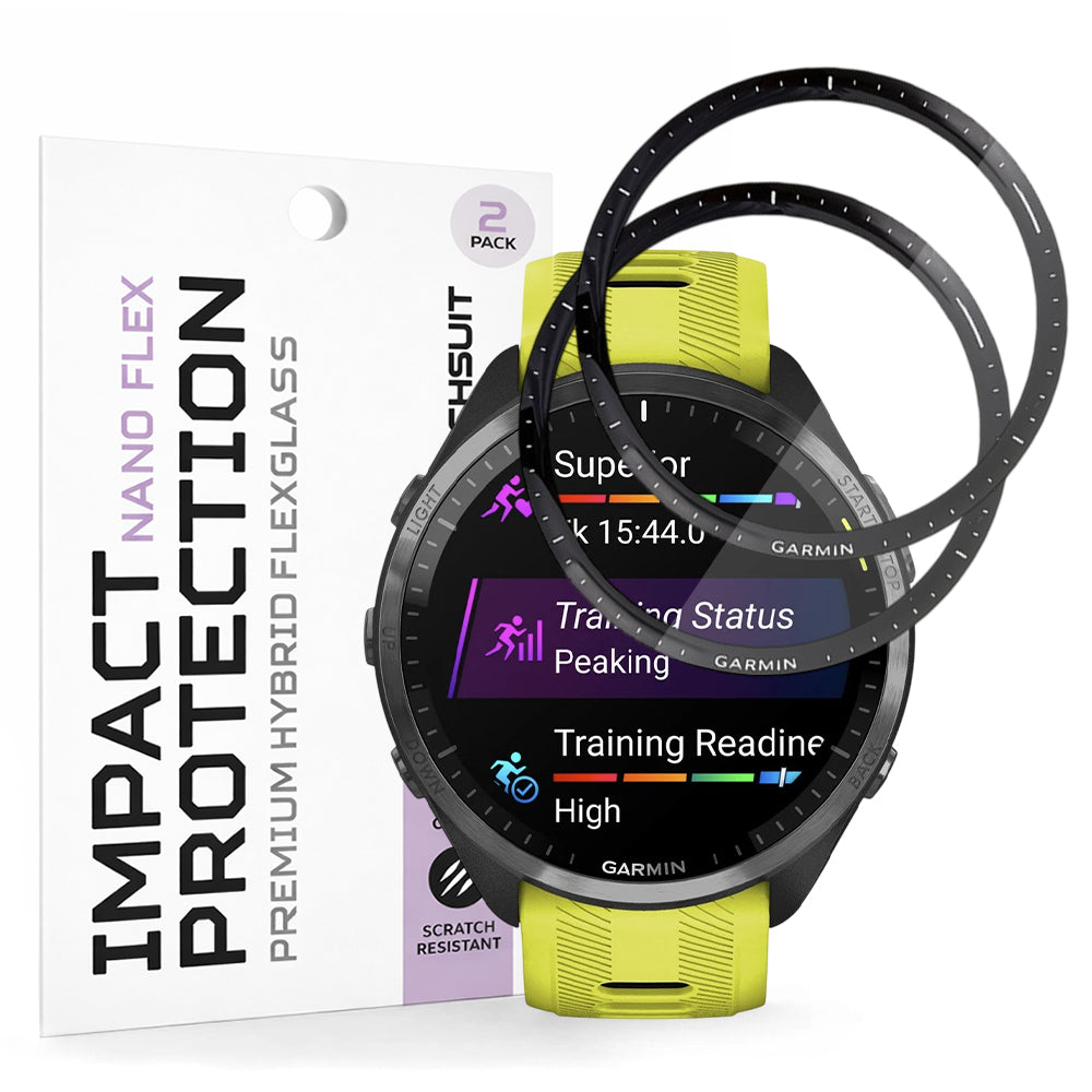 Folie Protectie Techsuit Nano Flex pentru Garmin Forerunner 965, Set 2 bucati, Plastic, Neagra