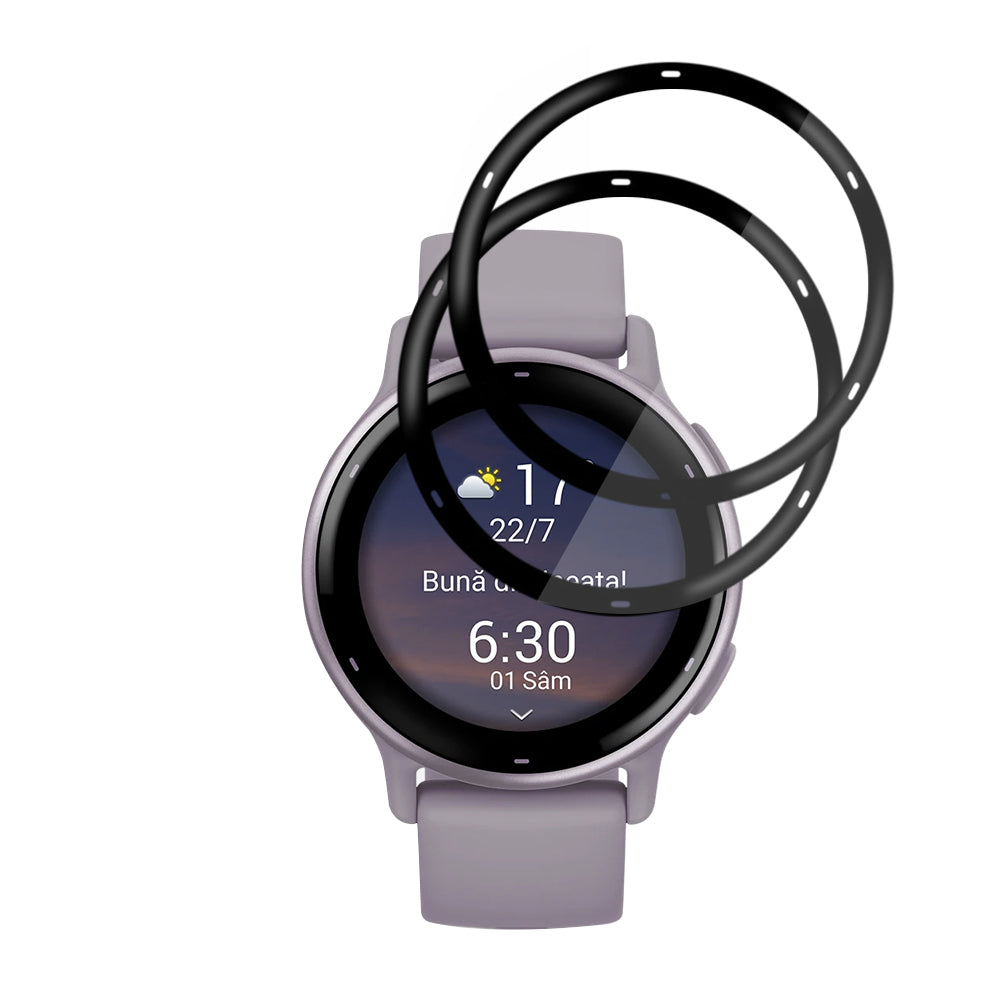 Folie Protectie Techsuit Nano Flex pentru Garmin Vivoactive 5, Set 2 bucati, Plastic, Neagra