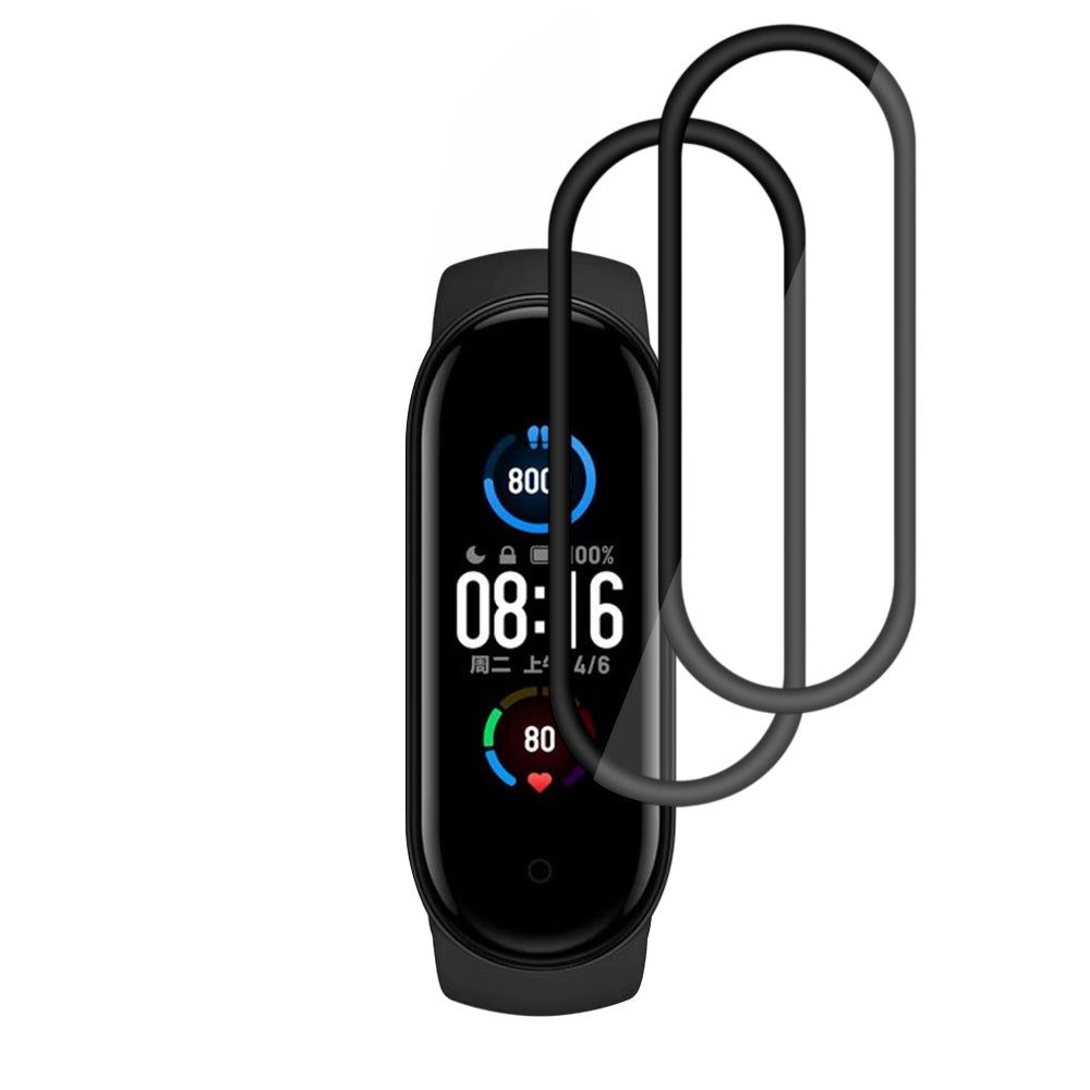 Folie Protectie Techsuit Nano Flex pentru Xiaomi Smart Band 6 / 5, Set 2 bucati, Plastic, Neagra