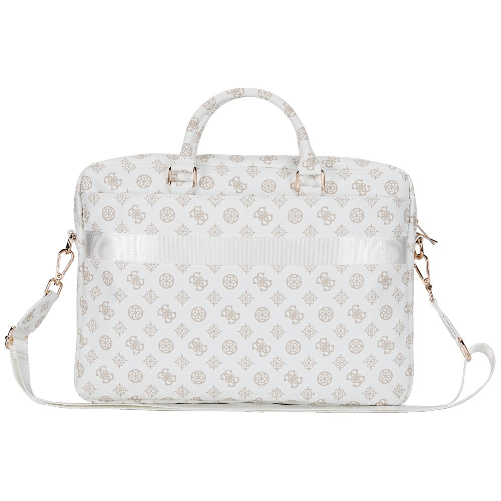 Geanta Guess Peony Triangle Logo pentru Laptop 16inch, Alba