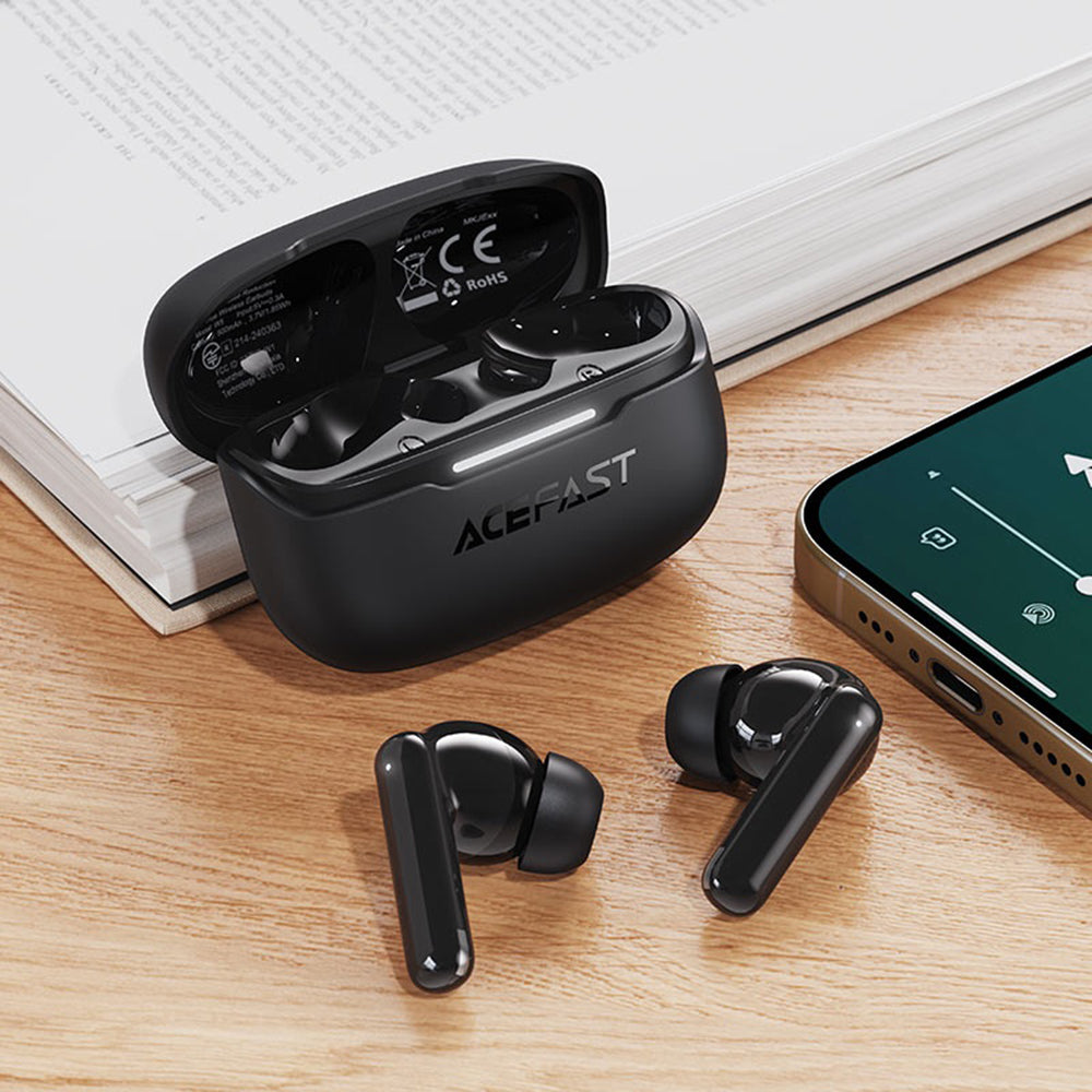 Handsfree Bluetooth Acefast W5, TWS, ANC, Negru