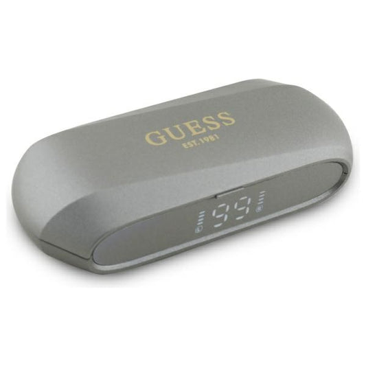 Handsfree Bluetooth Guess Elongated Metallic Printed Logo, TWS, Gri