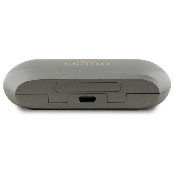 Handsfree Bluetooth Guess Elongated Metallic Printed Logo, TWS, Gri