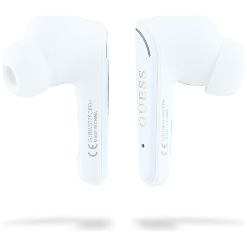 Handsfree Bluetooth Guess Flat Classic Logo Electroplated, TWS, Alb