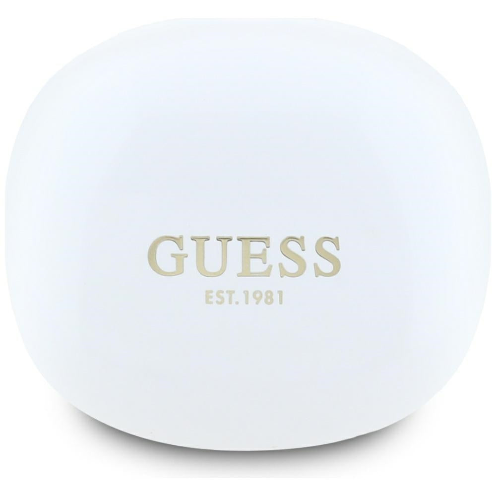 Handsfree Bluetooth Guess Flat Classic Logo Electroplated, TWS, Alb