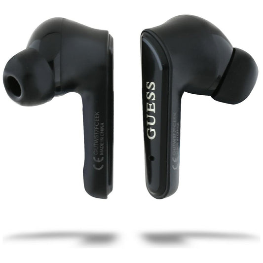 Handsfree Bluetooth Guess Flat Classic Logo Electroplated, TWS, Negru