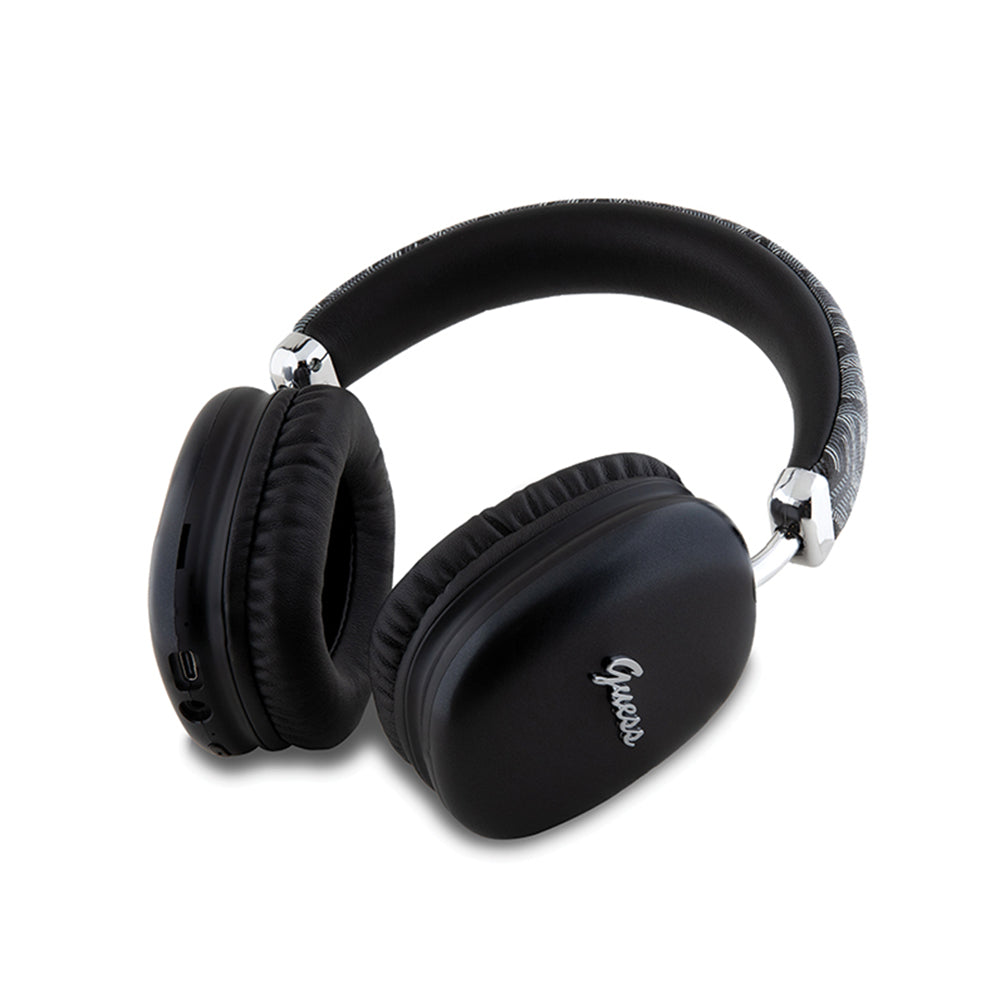 Handsfree Bluetooth Guess GCube Metallic Script Logo, A2DP, Negru