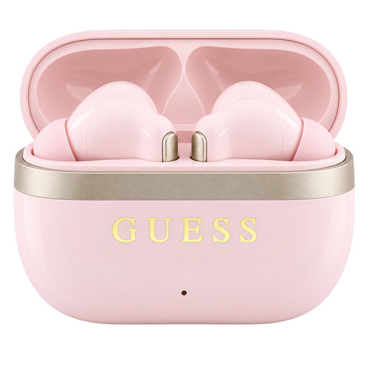 Handsfree Bluetooth Guess Glossy Gold Line Printed Classic Logo, TWS, Roz